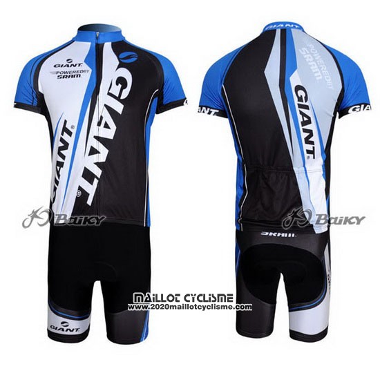 2011 Maillot Ciclismo Giant Noir et Bleu Manches Courtes et Cuissard