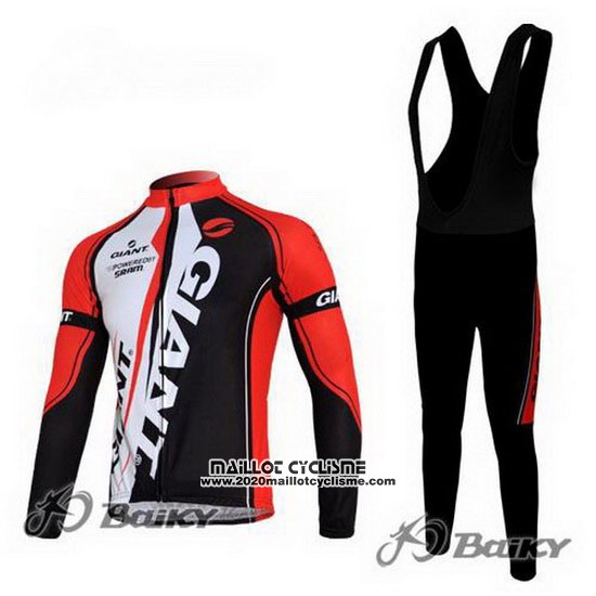 2011 Maillot Ciclismo Giant Rouge et Noir Manches Longues et Cuissard