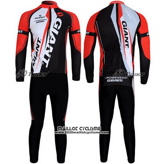 2011 Maillot Ciclismo Giant Rouge et Noir Manches Longues et Cuissard