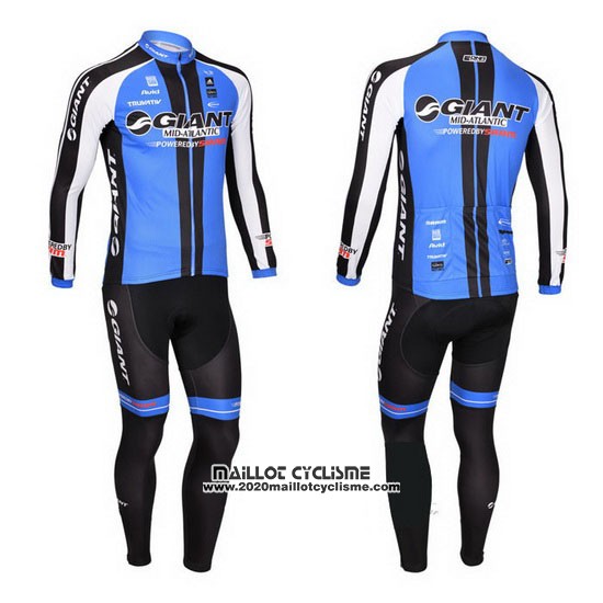 2013 Maillot Ciclismo Giant Noir et Bleu Manches Longues et Cuissard