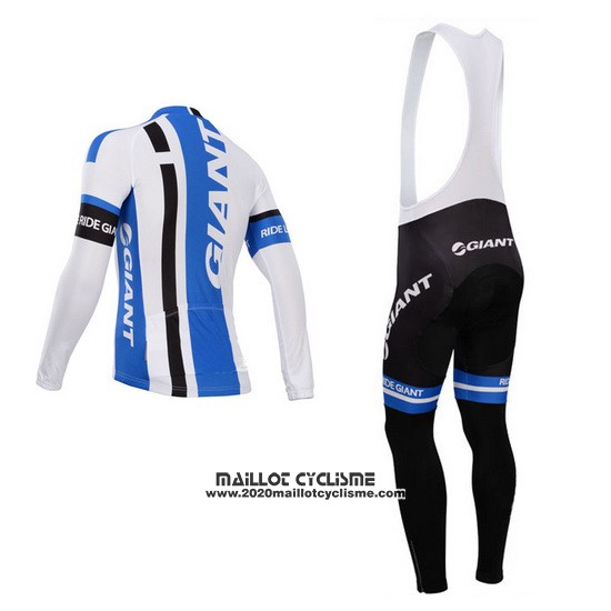 2014 Maillot Ciclismo Giant Blanc et Azur Manches Longues et Cuissard