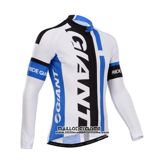 2014 Maillot Ciclismo Giant Blanc et Azur Manches Longues et Cuissard