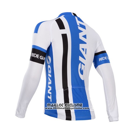 2014 Maillot Ciclismo Giant Blanc et Azur Manches Longues et Cuissard