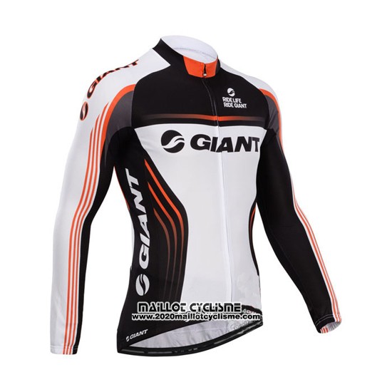 2014 Maillot Ciclismo Giant Blanc et Noir Manches Longues et Cuissard