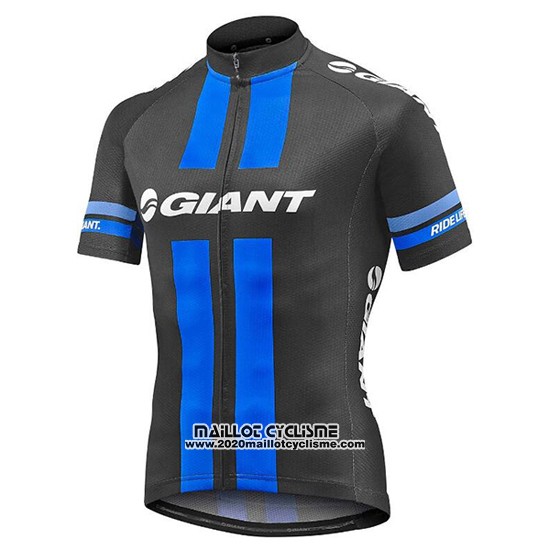 2016 Maillot Ciclismo Giant Noir et Bleu Manches Courtes et Cuissard