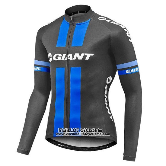 2016 Maillot Ciclismo Giant Noir et Bleu Manches Longues et Cuissard
