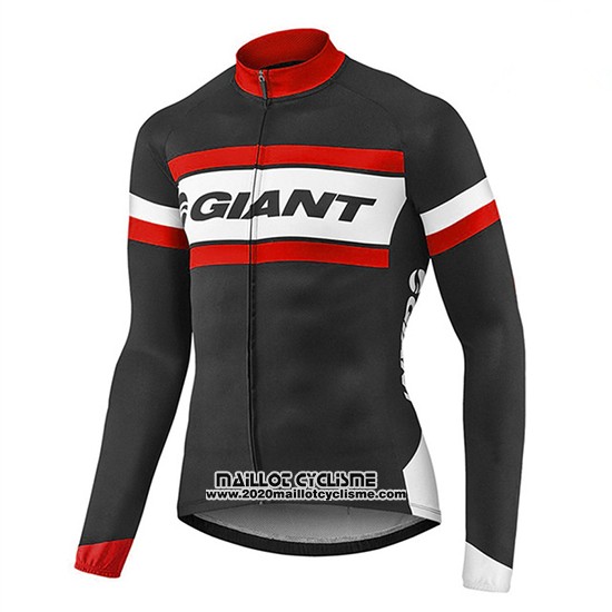 2017 Maillot Ciclismo Giant Rouge et Noir Manches Longues et Cuissard