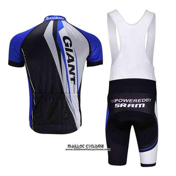 2021 Maillot Cyclisme Giant Noir Bleu Manches Courtes et Cuissard