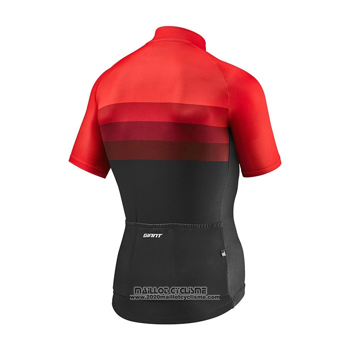 2021 Maillot Cyclisme Giant Noir Rouge Manches Courtes et Cuissard