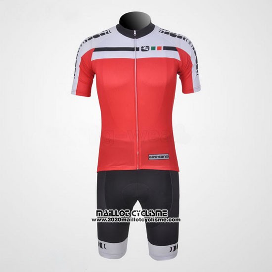 2011 Maillot Ciclismo Giordana Blanc et Rouge Manches Courtes et Cuissard