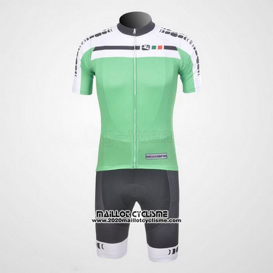 2011 Maillot Ciclismo Giordana Blanc et Vert Manches Courtes et Cuissard