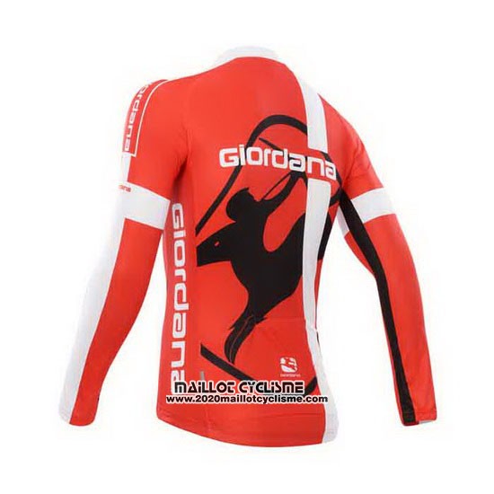 2014 Maillot Ciclismo Giordana Rouge et Blanc Manches Longues et Cuissard