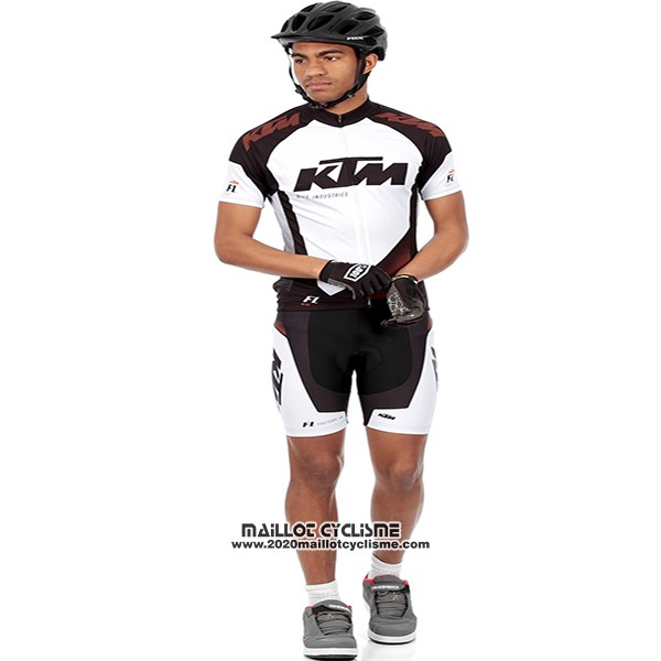 2016 Maillot Ciclismo KTM Blanc et Noir Manches Courtes et Cuissard