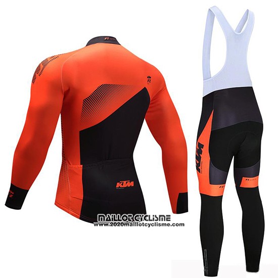 2019 Maillot Ciclismo KTM Noir Orange Manches Longues et Cuissard