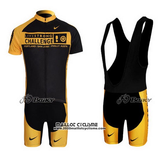 2009 Maillot Ciclismo Livestrong Jaune et Noir Manches Courtes et Cuissard