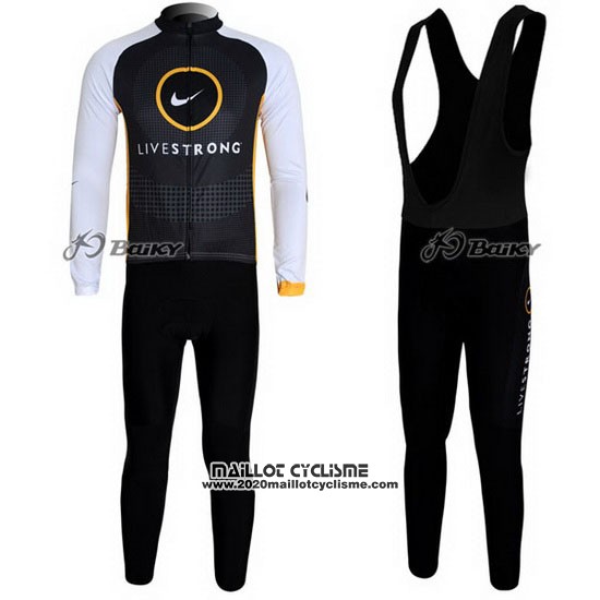 2010 Maillot Ciclismo Livestrong Noir Manches Longues et Cuissard