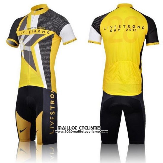 2011 Maillot Ciclismo Livestrong Jaune Manches Courtes et Cuissard