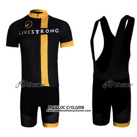 2011 Maillot Ciclismo Livestrong Noir et Jaune Manches Courtes et Cuissard