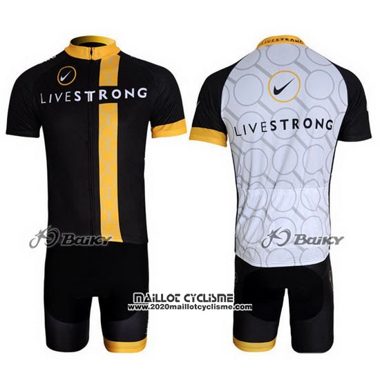 2011 Maillot Ciclismo Livestrong Noir et Jaune Manches Courtes et Cuissard