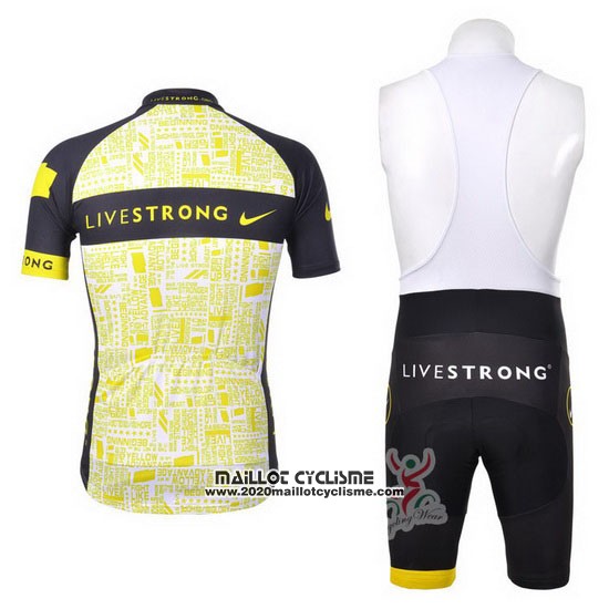 2012 Maillot Ciclismo Livestrong Noir et Jaune Manches Courtes et Cuissard