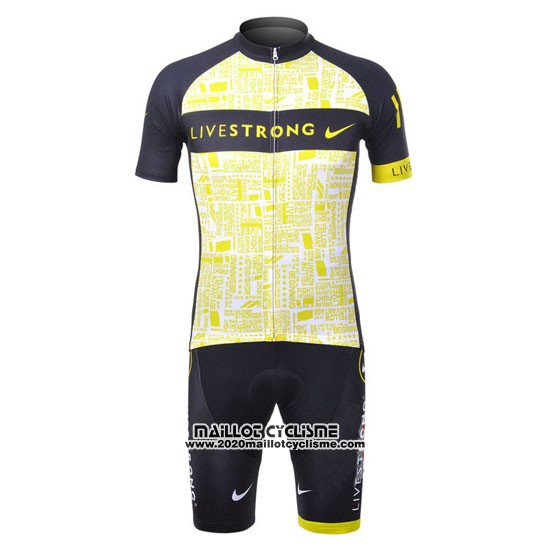 2012 Maillot Ciclismo Livestrong Noir et Jaune Manches Courtes et Cuissard