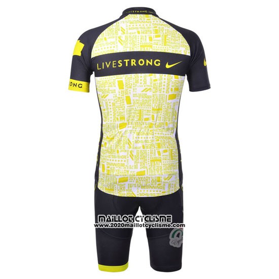 2012 Maillot Ciclismo Livestrong Noir et Jaune Manches Courtes et Cuissard