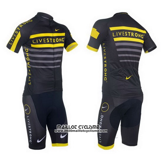 2013 Maillot Ciclismo Livestrong Noir et Jaune Manches Courtes et Cuissard