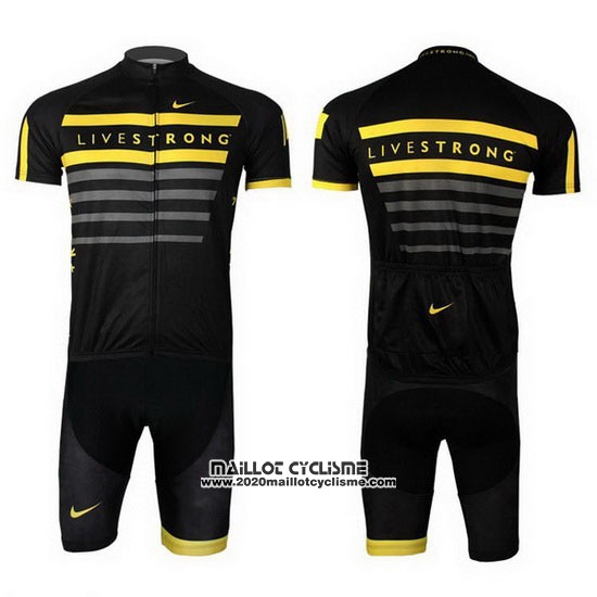 2013 Maillot Ciclismo Livestrong Noir et Jaune Manches Courtes et Cuissard