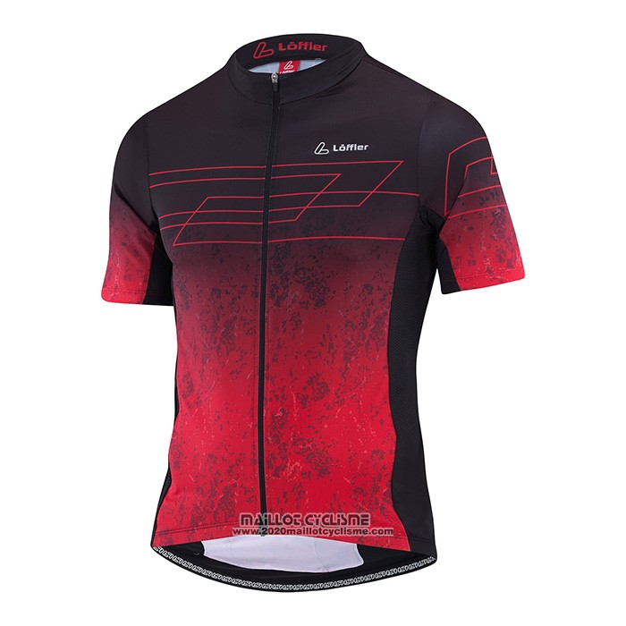 2022 Maillot Cyclisme Loffler Noir Rouge Manches Courtes et Cuissard