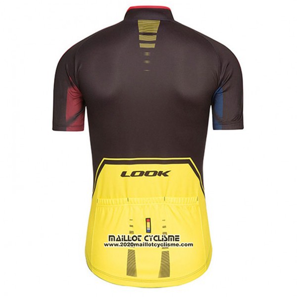 2017 Maillot Ciclismo Look Pro Equipo Noir et Jaune Manches Courtes et Cuissard