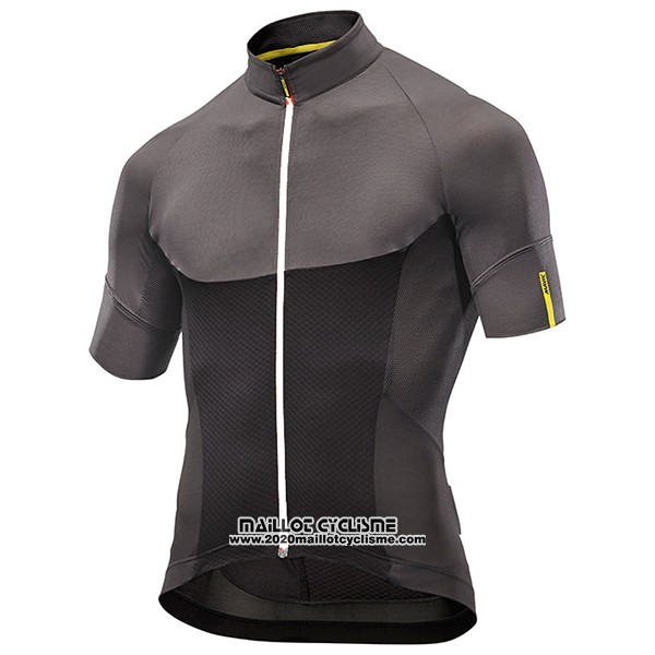 2017 Maillot Ciclismo Mavic Noir et Gris Manches Courtes et Cuissard