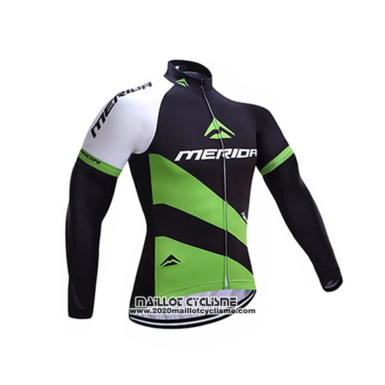 2017 Maillot Ciclismo Merida Noir et Vert Manches Longues et Cuissard