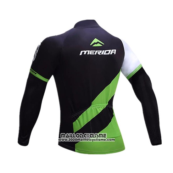 2017 Maillot Ciclismo Merida Noir et Vert Manches Longues et Cuissard