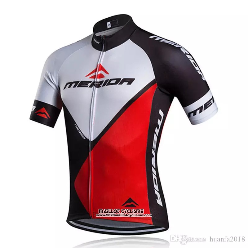 2018 Maillot Ciclismo Merida Rouge Blanc Manches Courtes et Cuissard