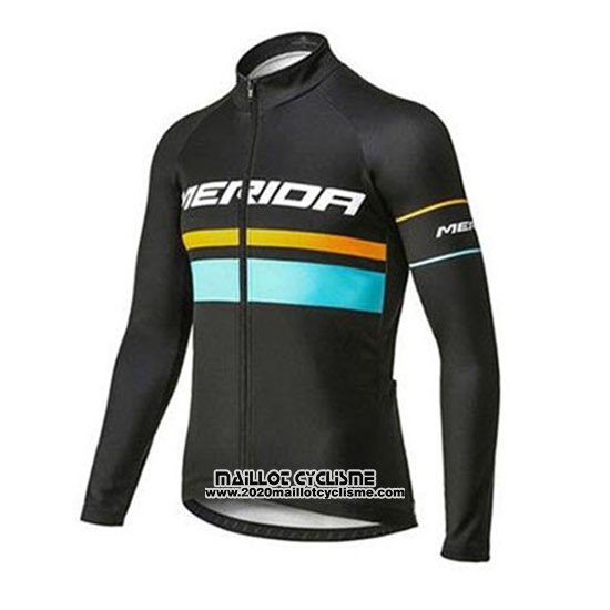 2020 Maillot Ciclismo Merida Noir Bleu Manches Longues et Cuissard