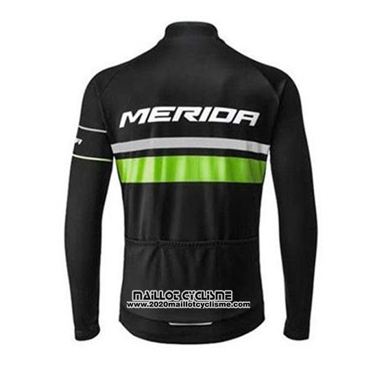 2020 Maillot Ciclismo Merida Noir Vert Manches Longues et Cuissard