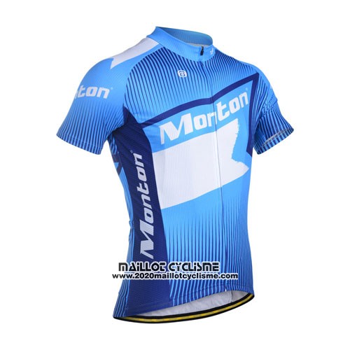 2014 Maillot Ciclismo Monton Blanc et Bleu Manches Courtes et Cuissard