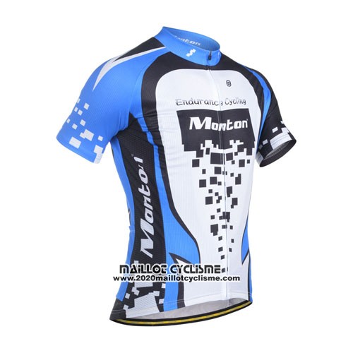 2014 Maillot Ciclismo Monton Bleu et Blanc Manches Courtes et Cuissard