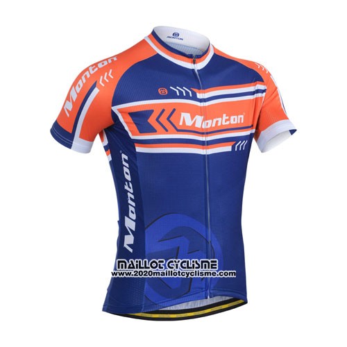 2014 Maillot Ciclismo Monton Orange et Bleu Manches Courtes et Cuissard