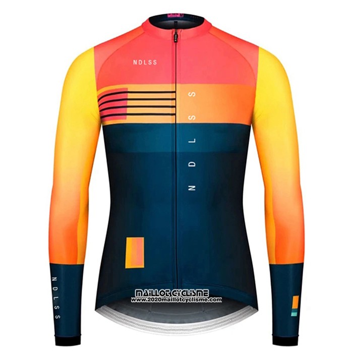 2020 Maillot Ciclismo NDLSS Bleu Jaune Manches Longues et Cuissard