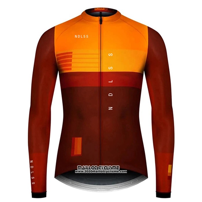 2020 Maillot Ciclismo NDLSS Marron Jaune Manches Longues et Cuissard