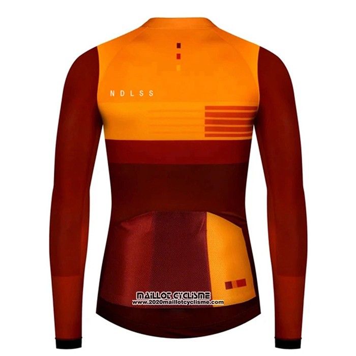 2020 Maillot Ciclismo NDLSS Marron Jaune Manches Longues et Cuissard
