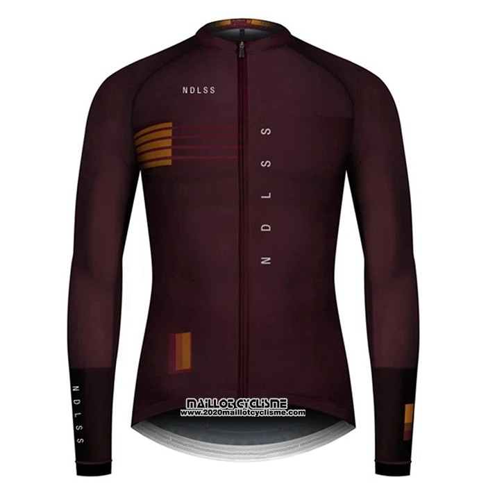 2020 Maillot Ciclismo NDLSS Marron Rouge Manches Longues et Cuissard