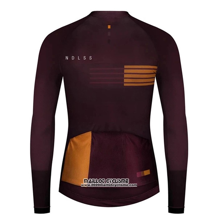 2020 Maillot Ciclismo NDLSS Marron Rouge Manches Longues et Cuissard