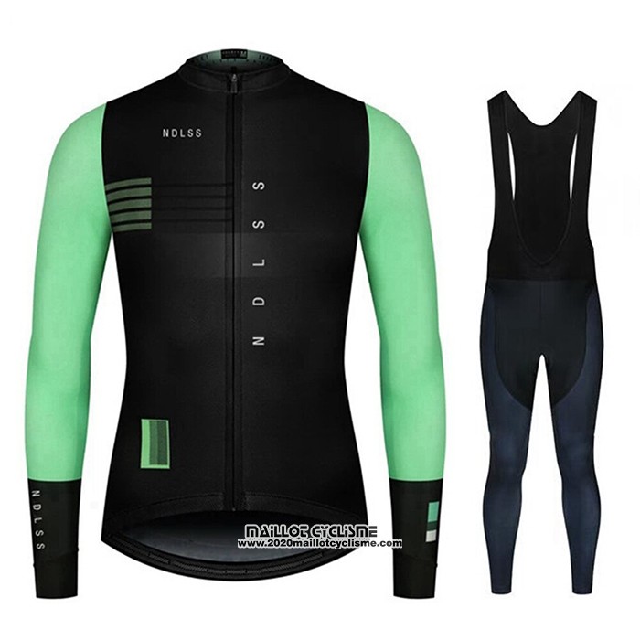 2020 Maillot Ciclismo NDLSS Noir Vert Manches Longues et Cuissard