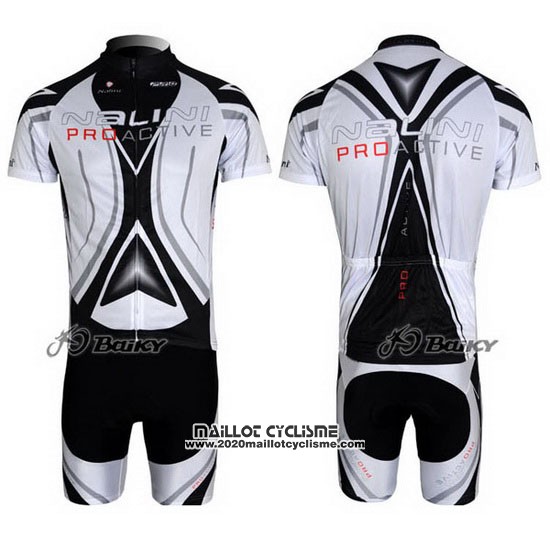 2012 Maillot Ciclismo Nalini Gris et Blanc Manches Courtes et Cuissard