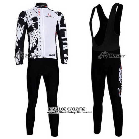 2012 Maillot Ciclismo Nalini Noir et Blanc Manches Longues et Cuissard