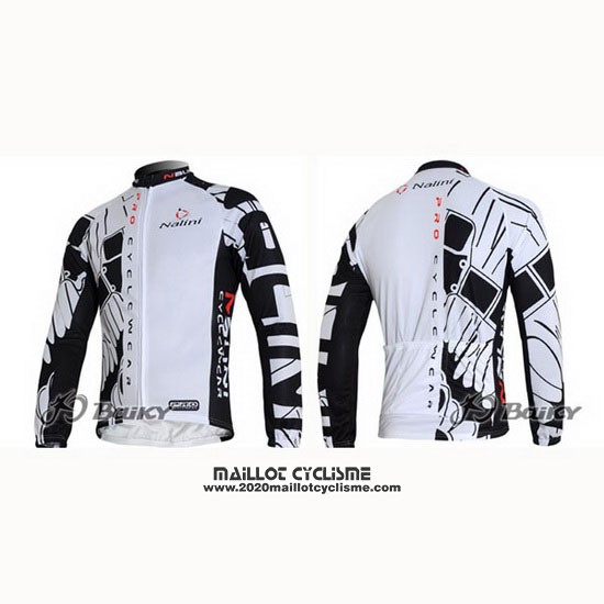 2012 Maillot Ciclismo Nalini Noir et Blanc Manches Longues et Cuissard