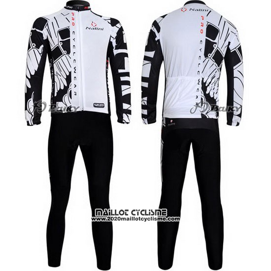 2012 Maillot Ciclismo Nalini Noir et Blanc Manches Longues et Cuissard