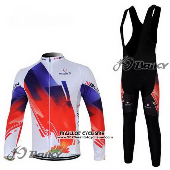 2012 Maillot Ciclismo Nalini Rouge et Blanc Manches Longues et Cuissard